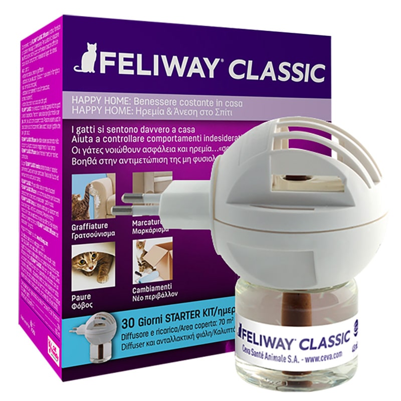 FELIWAY® Classic – Antistress Calmante per Gatti Diffusore + Ricarica da 48  ml - Feromoni Felini Rilassanti e Tranquillanti per Gatti Irrequieti e