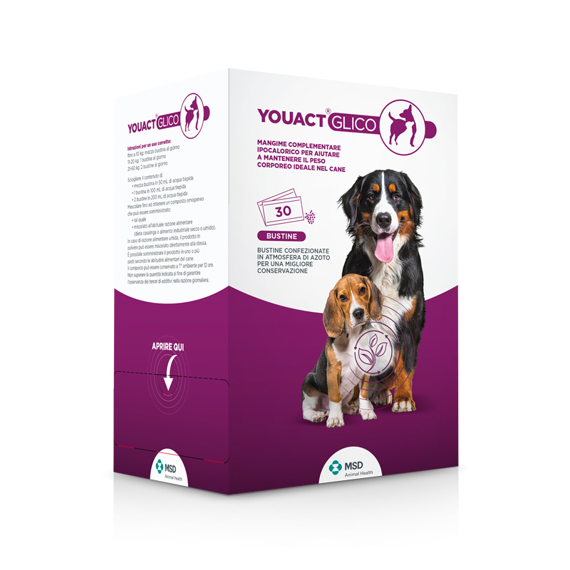 YOUACT GLICO (30 bustine) - Regola l'assorbimento intestinale di grassi e  glucosio nei cani 